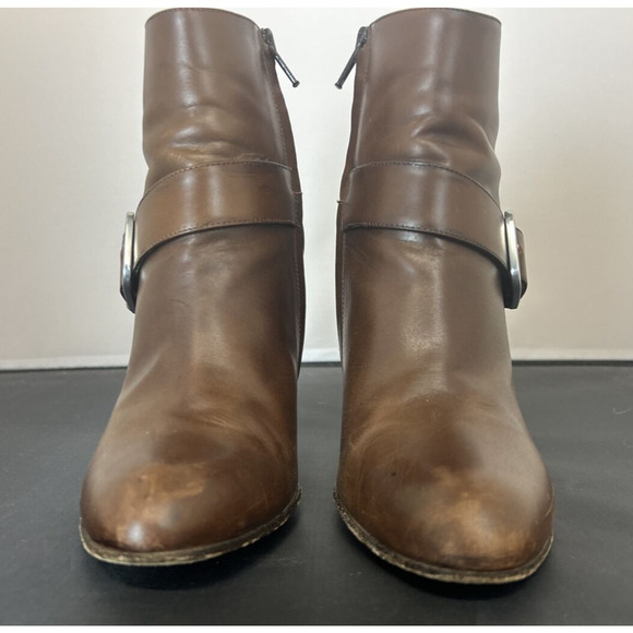 Cole Haan Boots Womens 7.5 B Milana Side Zip Ankle Bootie D25150 Brown Heels FS - Picture 3 of 15